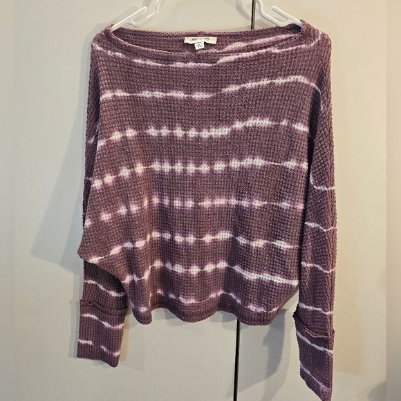 She + Sky Purple and White Striped Top Womans Medium - Picture 1 of 6